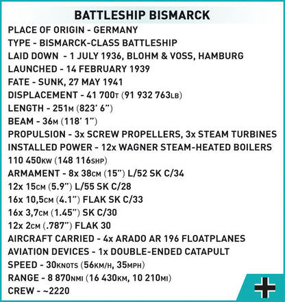 COBI WWII Battleship Bismarck